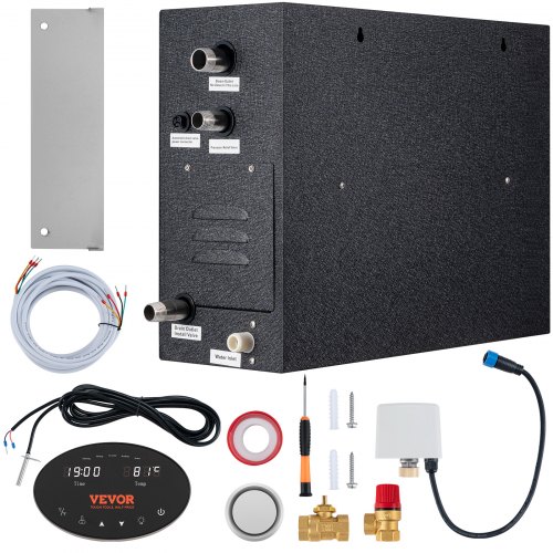 

VEVOR 12KW Steam Shower Generator, Segmented Heating & Temperature Customization & 24h Timer Steam Kit, Automatic Drainage Home Steam Shower System Tested to UL Standards