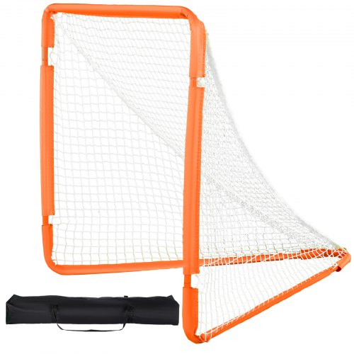 

VEVOR Lacrosse Goal, 4' x 4' Small Kids Lacrosse Net, Folding Portable Lacrosse Goal with Carry Bag, Iron Frame Backyard Training Equipment, Quick & Easy Setup, Perfect for Youth Training, Orange