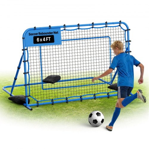 

VEVOR Soccer Rebounder Net, Quick-Switch Angle Soccer Goal Rebounder for Control, Passing Practice, Heavy-Duty Iron Frame & PE Net, Easy Setup Ball Training Aids & Equipment for Teens&Adults,6 x 4 ft