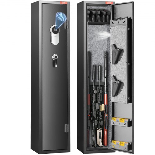 

VEVOR 5 Rifles Gun Safe, Rifle Safe with Fingerprint Lock, Quick Access Gun Storage Cabinet for Shotguns with Removable Shelf, Pistol Rack, Ammo Storage Box for Home Long Gun and Pistols