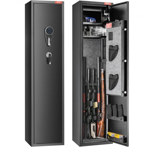 

VEVOR 5 Rifles Gun Safe, Rifle Safe with Digital Keypad & Lock, Gun Storage Cabinet with Built-in Storage Locker, Removable Storage Shelf for Home Long Gun and Pistols
