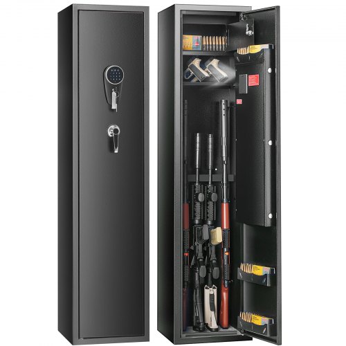 VEVOR 5 Gun Safe, Gun Security Cabinet With Lock & Digital Keypad, Gun Storage Cabinet With Built-in Storage Locker And Removable Storage Shelf For Ho