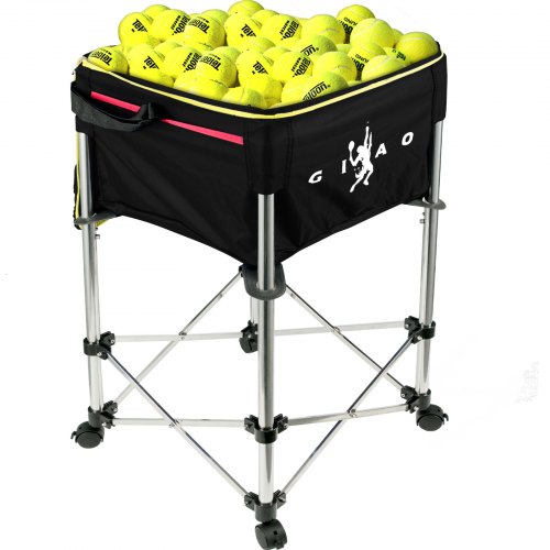 Teaching Ball Cart 160 Capacity Tennis Ball Basket Hopper With Blue Bag for Baseball Softball and Tennis