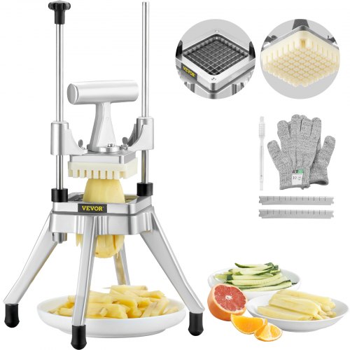 VEVOR Commercial Vegetable Fruit Chopper 3/8″ Blade Heavy Duty Professional Food Dicer Kattex French Fry Cutter Onion Slicer Stainless Steel for Tomat