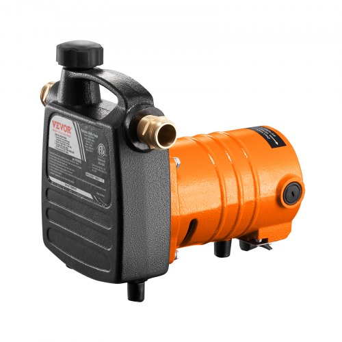 VEVOR Cast Iron Water Transfer Pump, 115V AC 1600 GPH 1/2HP, Portable Electric Utility Pump with Carbon Brush, Filter, Brass Connectors, for Garden, R