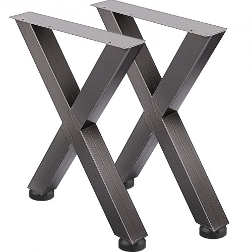 VEVOR Set of 2 Iron Table Legs, 28''Height 24''Wide Dining Table Legs, Heavy Duty 3.1 Square Box Section X Frame Table Legs, 28x24x3.1 Inch Black Industrial Country Style Metal Dining