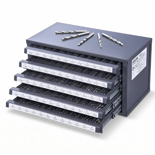 VEVOR Drill Bit Dispenser Cabinet, Five-Drawer Drill Bit Organizer Cabinet for #1 to #60 Steel Drill Dispenser Organizer Cabinet with Labels, Stackabl