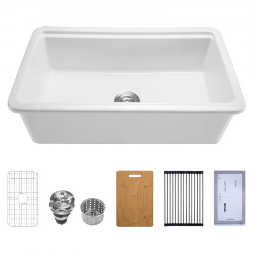 

33x19 in Farmhouse Sink Topmount Undermount Kitchen Single Bowl Basin Fireclay