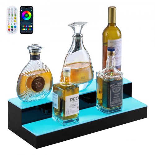 VEVOR LED Lighted Liquor Bottle Display 2 Tiers 20 Inches for 10 Bottles ZTXLEDJPZSJYMCQ4P001V1