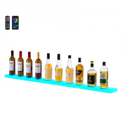 VEVOR LED Lighted Liquor Bottle Display 1-Tier 60 Inches for 15 Bottles ZTXLEDJPZSJYTWJDG001V1