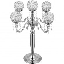 Wedding Candle Holder 5 Arms Candelabra Chandelier Crystal Votive Silver Decor