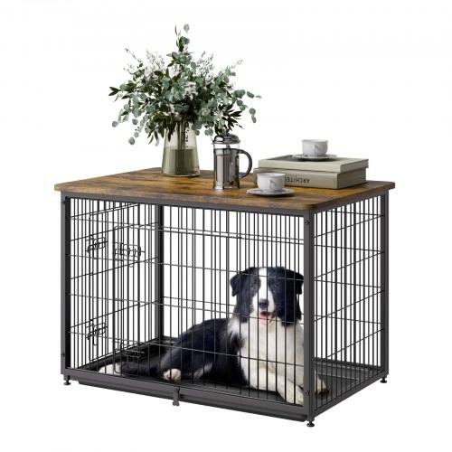 

Dog Crate Furniture 38 in Indoor Wooden Dog Kennel with Tray Heavy Duty