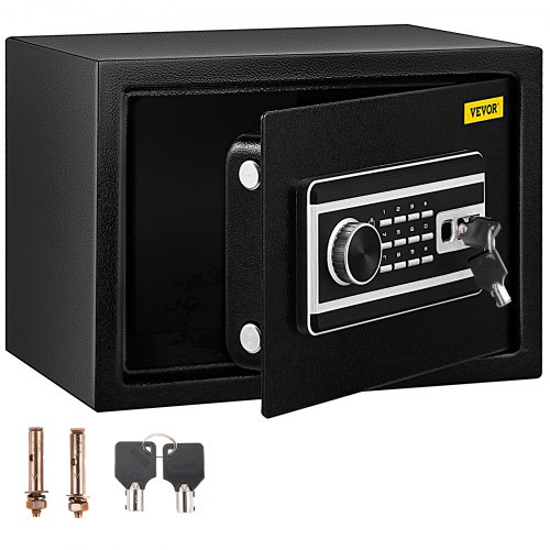 VEVOR Safe Box, 0.8 CU.FT Fingerprint Safe Box for Money with 2 Keys & Digital Keypad, Q235 Steel Safe Box for Storing Cash, Jewelry, Pistols, Documen
