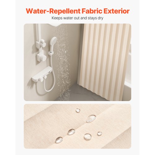 VEVOR Beige Fabric Accordion Door 47x78 Inch Magnetic Folding Room Divider detail photo 6