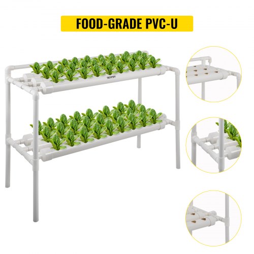 Hydroponic Grow Kit 54 Planting Sites 6 Pipes 2 Layers PVC Vegetables Cabbage 