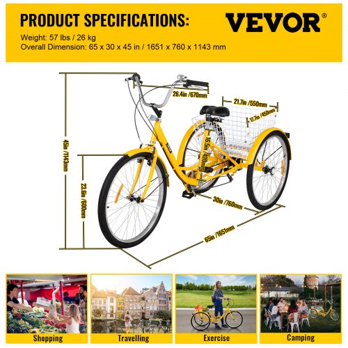 7-Speed 3 Wheel Adult Tricycle 24 