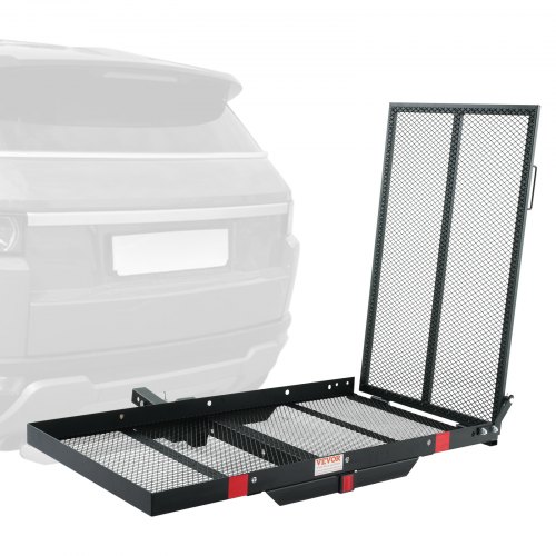

VEVOR Hitch Mount Wheelchair Carrier 45.3" x 25.6", 500LBS Mobility Scooter Carrier with Folding Ramp, Iron Trailer Hitch Rack Basket with Stabilizer, Straps, Fit 2" Hitch Receiver for SUV Van Car