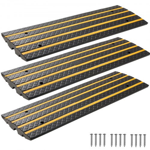 VEVOR 3 Pcs Driveway Rubber Curb Ramp 33069 lbs 2.6 in Rise Threshold Ramp