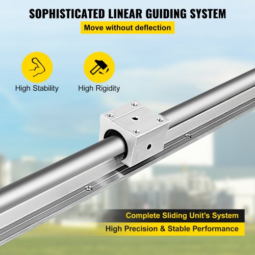 SBR16-2000mm Linear Rail Slide 2X Shaft 4X SBR16UU Bearing Block For CNC 190459469197 
