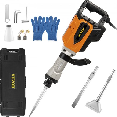 

VEVOR Demolition Jack Hammer, 4500W 1800BPM, 1-1/8" Hex Heavy Duty Concrete Breaker with Chisel, Case & Gloves, 220V Industrial Electric Jackhammer for Demolishing, Chipping & Demo