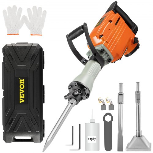 

VEVOR Demolition Jack Hammer, 2600W 1800BPM, 1-1/8" Hex Heavy Duty Concrete Breaker with 3 Chisels, Case and Gloves, 220V Industrial Electric Jackhammer for Demolishing, Chipping & Demo