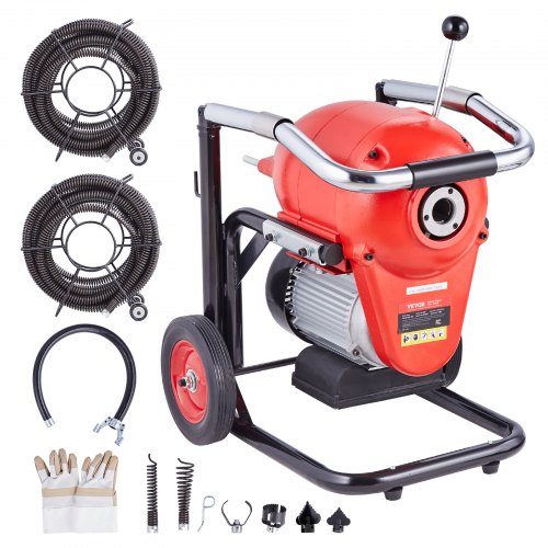 VEVOR Drain Cleaner Machine 120FT x 6/5 1100W Sectional Snake Auger Manual Feed