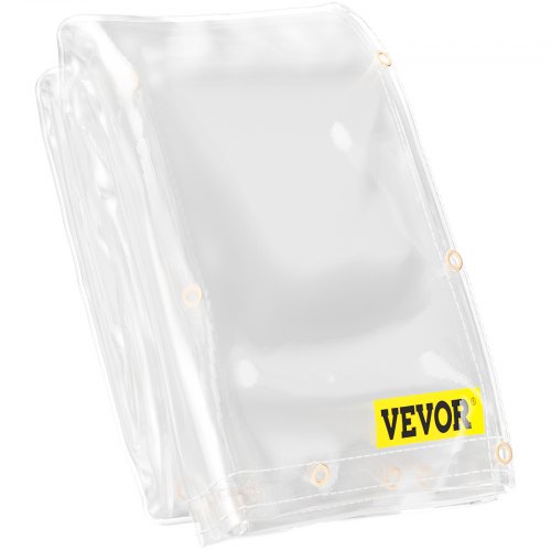 

VEVOR Clear Vinyl Tarp, 8 x 20 ft 20 Mil Thick, Heavy-Duty Waterproof Patio Enclosure, Tear and Weather Proof Transparent PVC Tarpaulin, with Brass Grommets and Reinforced Edges for Outdoor Cover