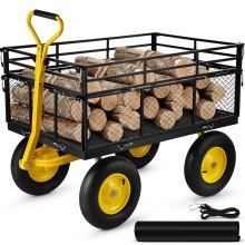 VEVOR Heavy-Duty Steel Garden Cart Lawn Utility Cart 1400 lbs w/ Removable Sides