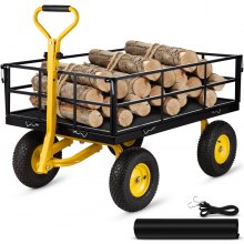 VEVOR Heavy-Duty Steel Garden Cart Lawn Utility Cart 1200 lbs w/ Removable Sides