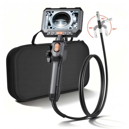 

VEVOR 2-Way Dual-Lens Articulating Endoscope with Light, 1080P HD Industrial Borescope Inspection Camera with Articulated Probe, Rigid Snake Scope Cam for Wall Automotive Engine Inspect-4.9FT
