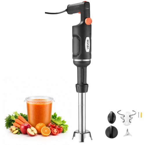 Vevor Commercial Immersion Blender, 500W, 12-inch, Heavy-Duty Hand Mixer for Restaurant, Handheld Stick for Soups & Sauces, Pure-Copper Motor, Variable Speed, Stainless Steel 3-Blade Head, Lock