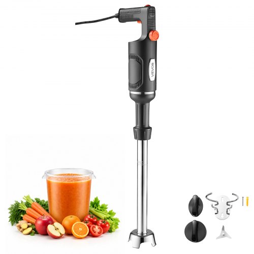 VEVOR Commercial Immersion Blender, 500W, 16-inch, Heavy-Duty Hand Mixer for Restaurant, Handheld Stick for Soups & Sauces, Pure-Copper Motor, Variable Speed, Stainless Steel 3-Blade Head, Lock