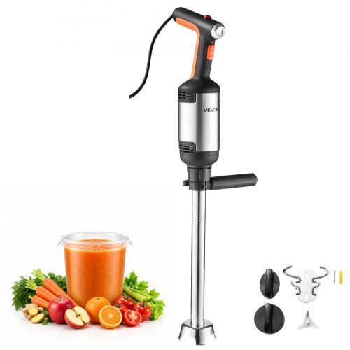 VEVOR Commercial Immersion Blender, 750W, 18-inch, Heavy-Duty Hand Mixer for Restaurant, Handheld Stick for Soups & Sauces, Pure-Copper Motor, Variable Speed, Stainless Steel 3-Blade Head, Handle