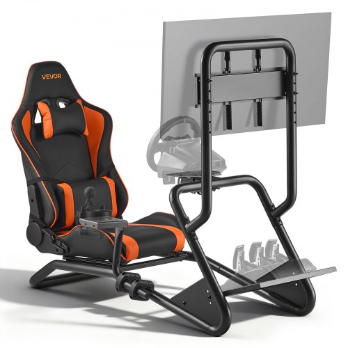 

VEVOR Racing Wheel Stand, Heavy-Duty Simulator Cockpit Steering Wheel Stand with Monitor Stand, Fit Logitech G25,G27,G29,G920,G923, Thrustmaster T300RS,TX F458,T500RS,T3PA-PRO (F1/GT) and CSR Pedals