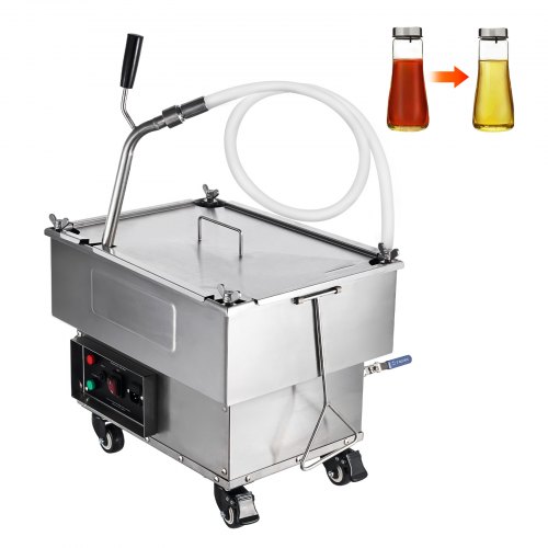 

VEVOR Mobile Fryer Filter, 18L Oil Tank Capacity, Oil Filtration System with 10 L/min Oil Filtration Speed, Mobile Frying Oil Filtering System with Swivel Wheels, Oil Hose for Restaurant Burger Stores