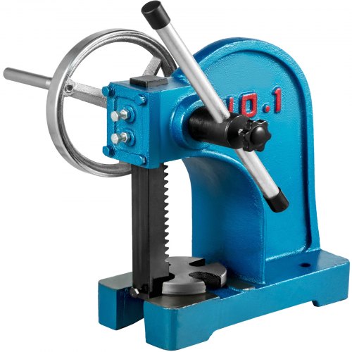 VEVOR Heavy Duty Arbor Press 1 Ton, Ratchet Leverage Arbor Press with Handwheel, Manual Desktop Metal Arbor Press 4-5/8 Inch Max. Working Height, for Riveting Punching Holes