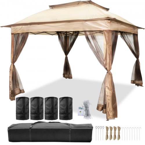 Patio Gazebo Canopy10.8x10.8ft Outdoor 2tier Tent Shelter Awning Steel W/netting