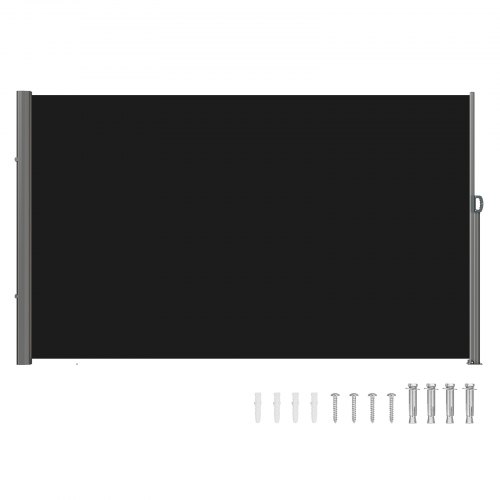 

VEVOR Retractable Side Awning, 63''x 118'' Aluminum Outdoor Privacy Screen, 280g Polyester Water-proof Retractable Patio Screen, UV 30+ Room Divider Wind Screen for Patio, Backyard, Balcony, Black