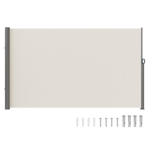 

VEVOR Retractable Side Awning, 71''x 118'' Aluminum Outdoor Privacy Screen, 280g Polyester Water-proof Retractable Patio Screen, UV 30+ Room Divider Wind Screen for Patio, Backyard, Balcony, Beige