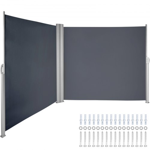 Retractable Patio Screen, Retractable Side Awning, 71x236 Inch Privacy Screen