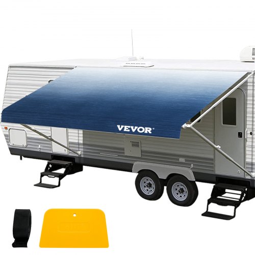 

VEVOR RV Awning, Awning Replacement Fabric 16 FT (Fabric 15'2\"), Slate Blue RV Awning Replacement, 15oz Vinyl Material Replacement Awning, Sun Shade and Waterproof Camper Awning Replacement Fabric