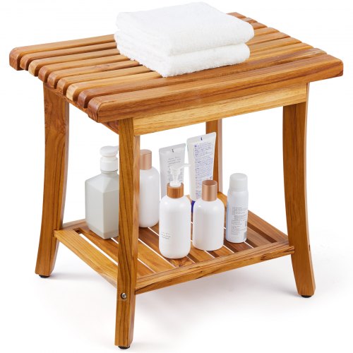 

VEVOR Teak Shower Bench 20 x 14.3 x 17.9 in Wood Shower Stool Chair for Bathroom