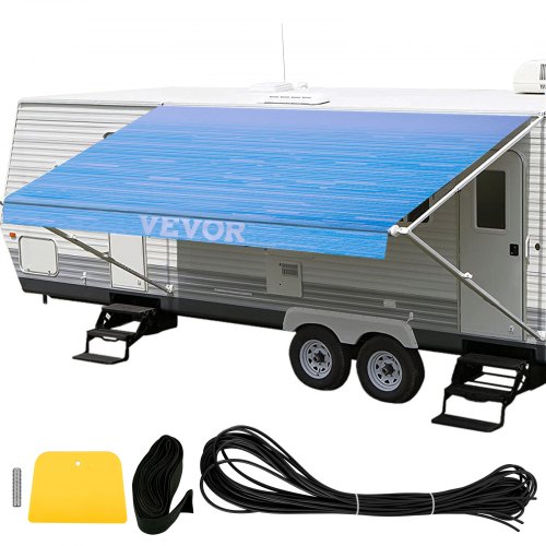 VEVOR RV Awning 16' Camper Awning Fabric, Trailer Awning Canopy Patio Camping Car Awning, Durable 15oz Vinyl Roller Tube For RV, Van, SUV, Patio Awnin