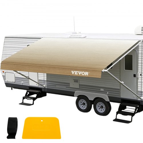 VEVOR RV Awning 15 ft, Awning Replacement Fabric 14'2", Brown Fade RV Awning Replacement, 15oz Vinyl Material Replacement Awning, Sun Shade and Waterproof Camper Awning Replacement Fabric