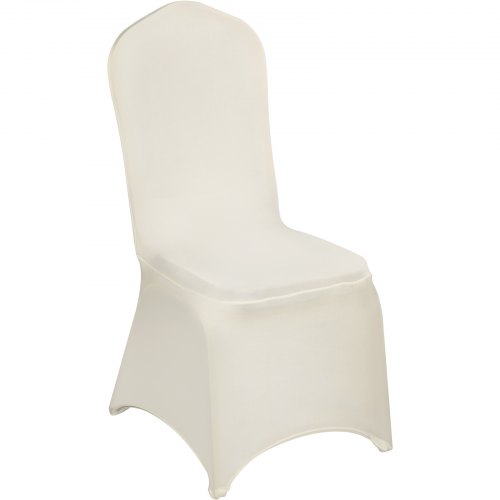 Elasticated CHAIR COVER IVORY Wedding Party Spandex ARCHED FRONT Decor UK 