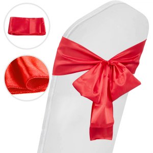 100PCS Spandex Stretch Chair Cover Sashes Band elegant & royal Fast cleaning Bow 