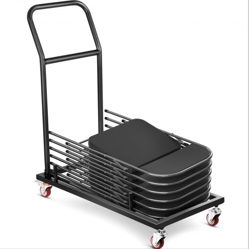 Folding Chair Cart Dolly for 36 Folding Chairs Black L-Shaped Steel Chair Cart