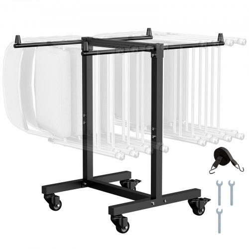 

Folding Chair Rack Cart for 14 Chairs of 200 LBS T-shape Chair Cart