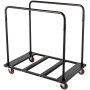 VEVOR Folding Table Cart Black Table Rack for 60" Round Tables Heavy Duty Table Trolley Black Desk Trolley Steel Frame Rolling Casters Party Event Hotel Furniture 10 Table Capacity