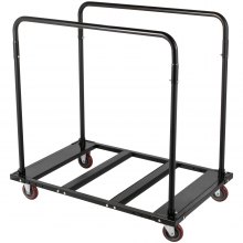 VEVOR Folding Table Cart Black Table Rack for 60" Round Tables Heavy Duty Table Trolley Black Desk Trolley Steel Frame Rolling Casters Party Event Hotel Furniture 10 Table Capacity